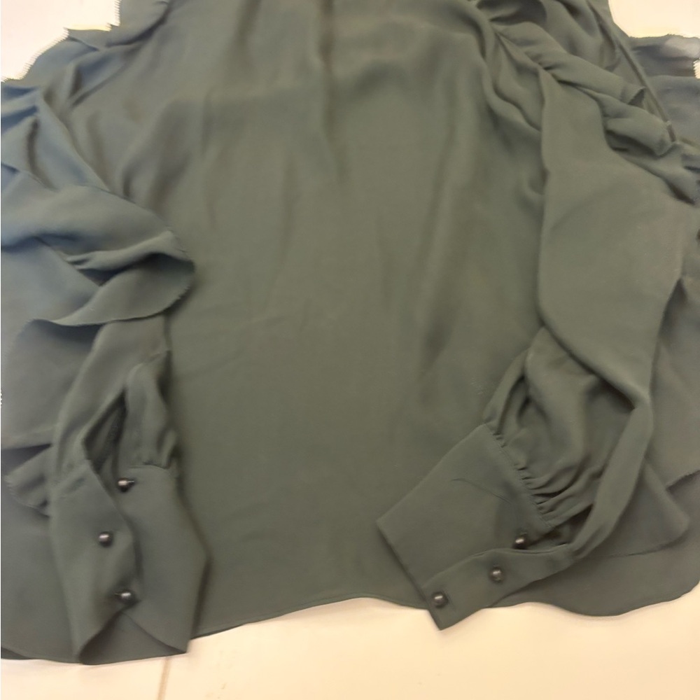 Chic 100% Silk Women's Blouse in Sage Green